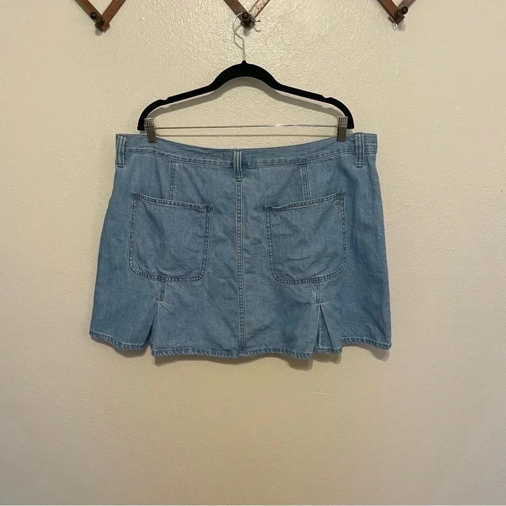 Madewell Pleated Denim Mini Skirt Size 33 Light Wash Denim Coastal Cowgirl - Picture 6 of 8